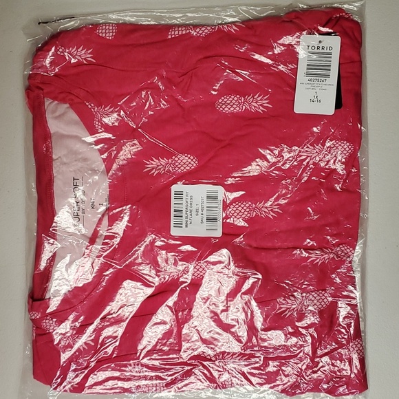 ❤NWT VINTAGE TORRID POCKETS SUPER SOFT, FIT N FLARE, PINEAPPLE TROPICAL DRESS - Picture 3 of 10